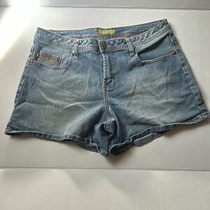 Zanadi Women's Denim Shorts - Size 14 - Light Wash with Embroidered Detail